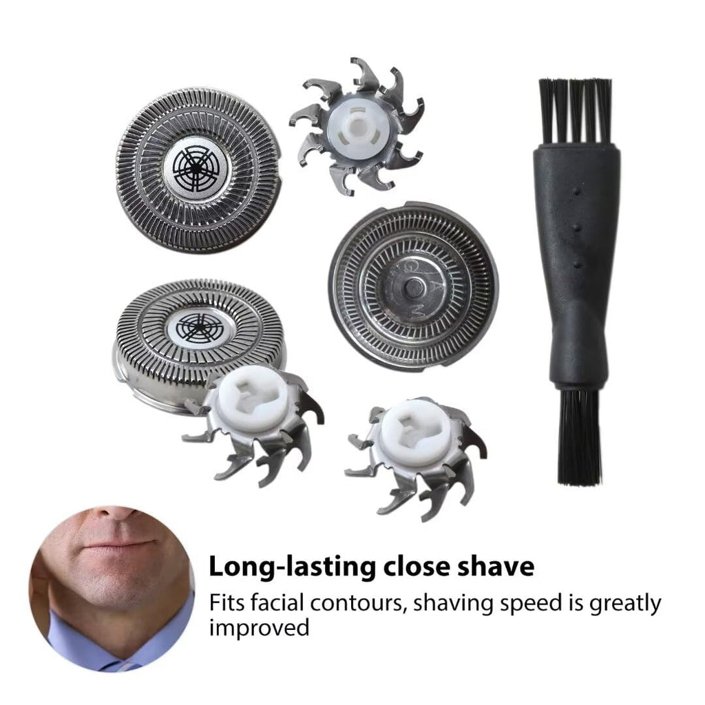 SW-S7105 3x Replacement Shaver Head Blades Compatible for Waterproof Electric Razor Wet & Dry Rotary Shavers with Clean Brush