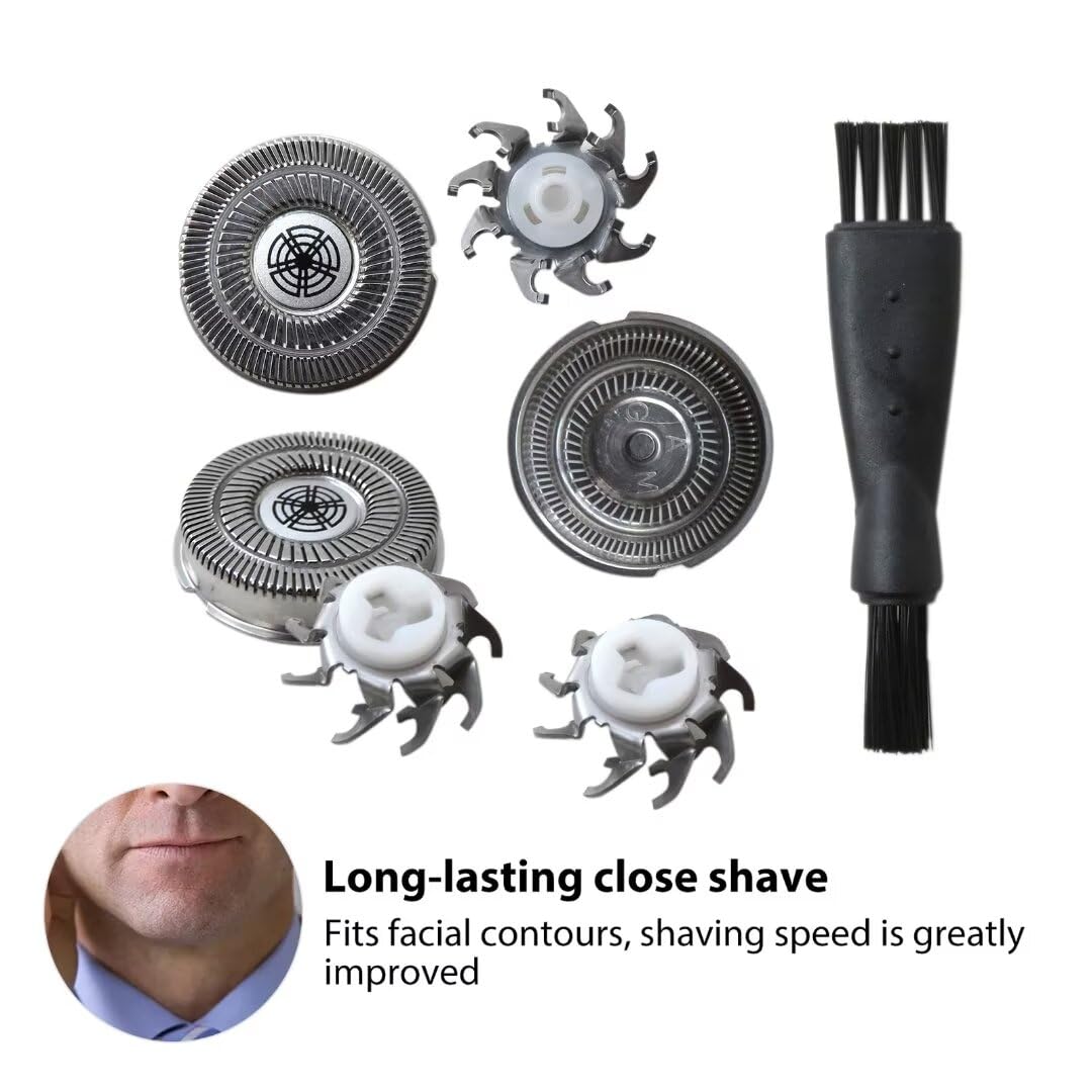 SW-S7105 3x Replacement Shaver Head Blades Compatible for Waterproof Electric Razor Wet & Dry Rotary Shavers with Clean Brush