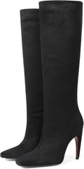 Femflame Knee High Boots - Stylish Suede Wide Calf Design with Stiletto Heel | Tall Square Toe
