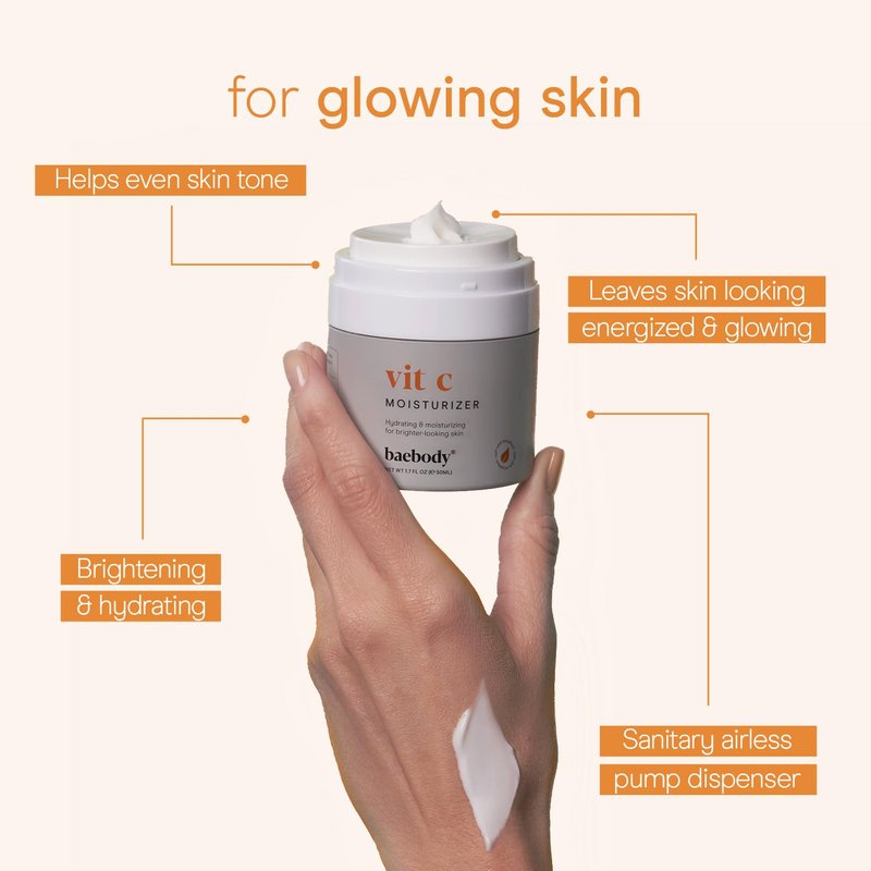 Baebody Vitamin C Face Moisturizer - Brightening & Hydrating Cream with Jojoba Oil | Anti-Aging (1.7 fl oz)