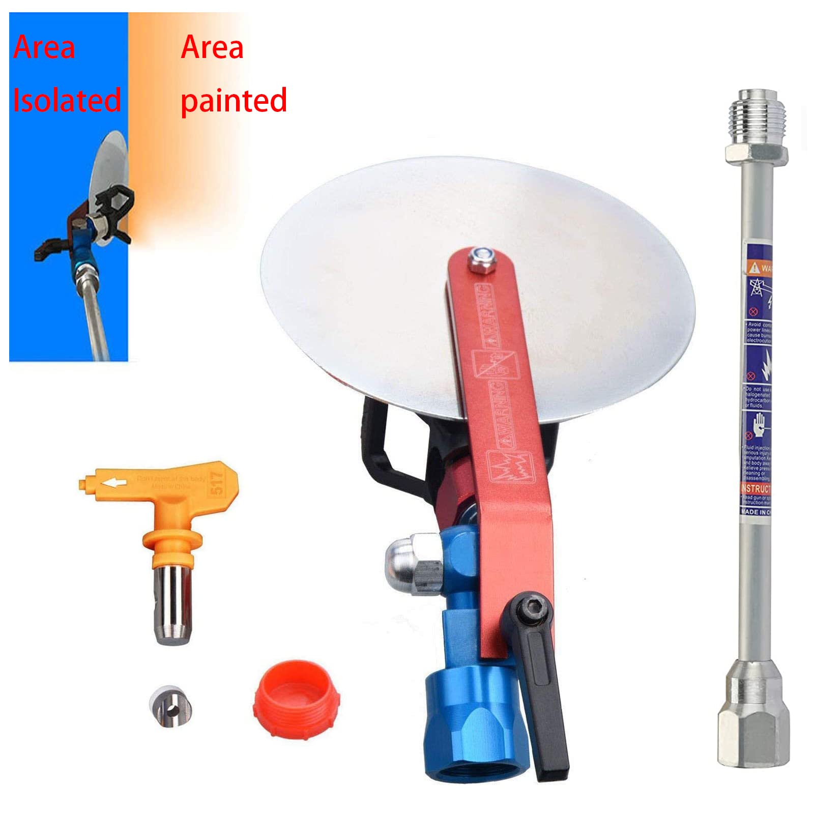 DUSICHIN Airless Paint Sprayer Edger Shield Accessories Extension, Airless Paint Nozzle 517 Tip 10 Inch Extension Pole for Graco Titan Airless Paint Sprayer Aftermarket DUS8325