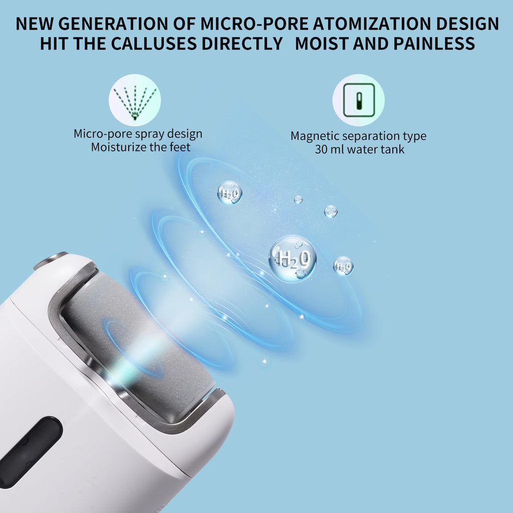 YunManHT Electric Foot Callus Remover, Rechargeable Portable Spray Foot Grinder, Quartz Sand Grinding Head for Foot Trimming and Dead Skin Removal, File Tool Suitable for Dry and Cracked Feet