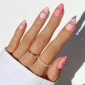 Glamnetic Press On Nails - Matte In Love | Short Almond Fake Nails with Metallic Gold Hearts | 30 Nail Kit in Mixed Pink Tones