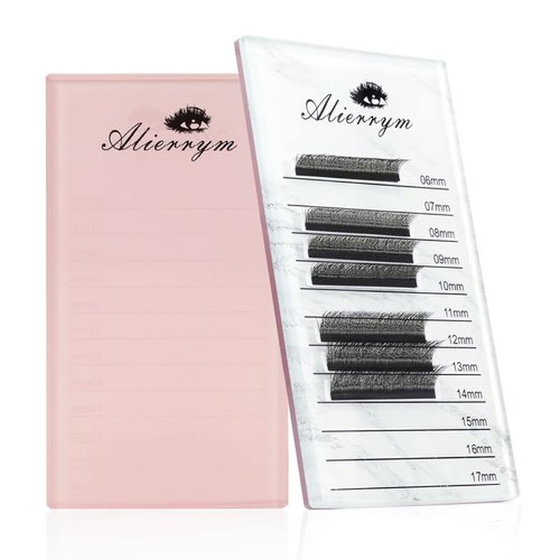 Alierrym Premium Eyelash Extension Tray Lash Applicator Reusable Glass Tile & Pre-Measured Guided Step-by-Step Lines for Easy Application (L)