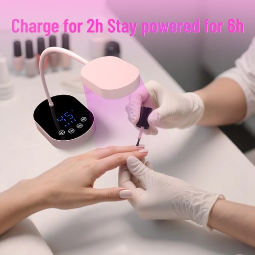 TCHMCITY Flash Cure lamp, 72W Mini Cordless Gel x Nail Lamp Flash Cure, Auto Sensor Gooseneck Portable USB Gel Nail Dryer U V Light with 3 Timers and LCD Display for Home DIY