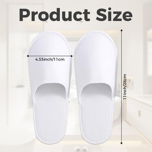 Haploon 24 Pairs Disposable Slippers for Guests, White Cotton Velvet Closed Toe Slippers Bulk Unisex Non-Slip Spa Slippers for Hotel Home Travel Train Parties Use