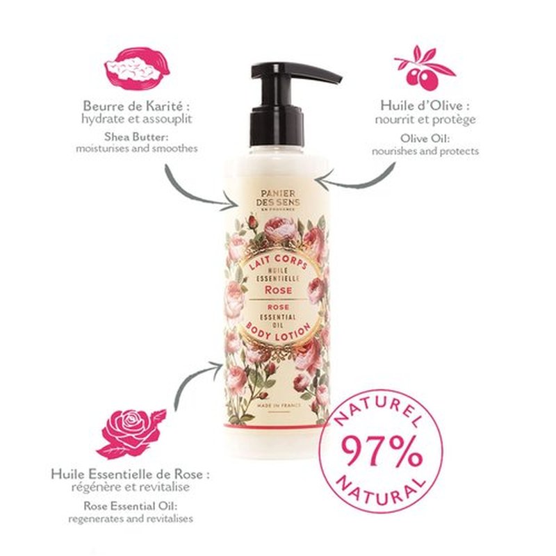 Panier des Sens - Rose Hand & Body Lotion for Dry Skin | Hydrating Cream with Shea Butter & Olive Oil - 8.45 Fl Oz