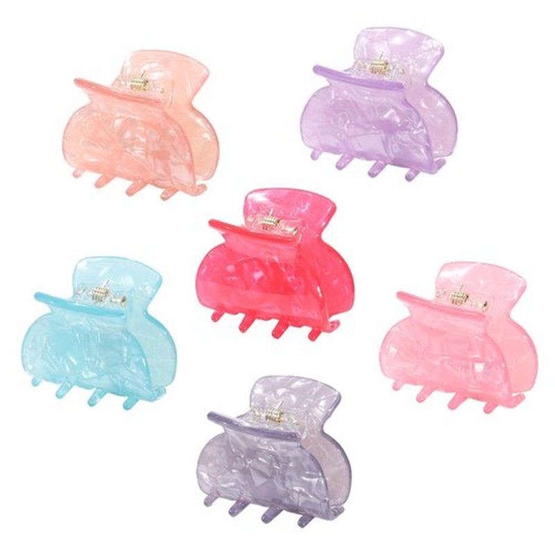 HAIMEIKANG 6 Pcs Small Acrylic Hair Claw Clips for Women and Girls - Mini Hair Clips for Thin/Medium Fine Hair, Non-slip Jaw Clips