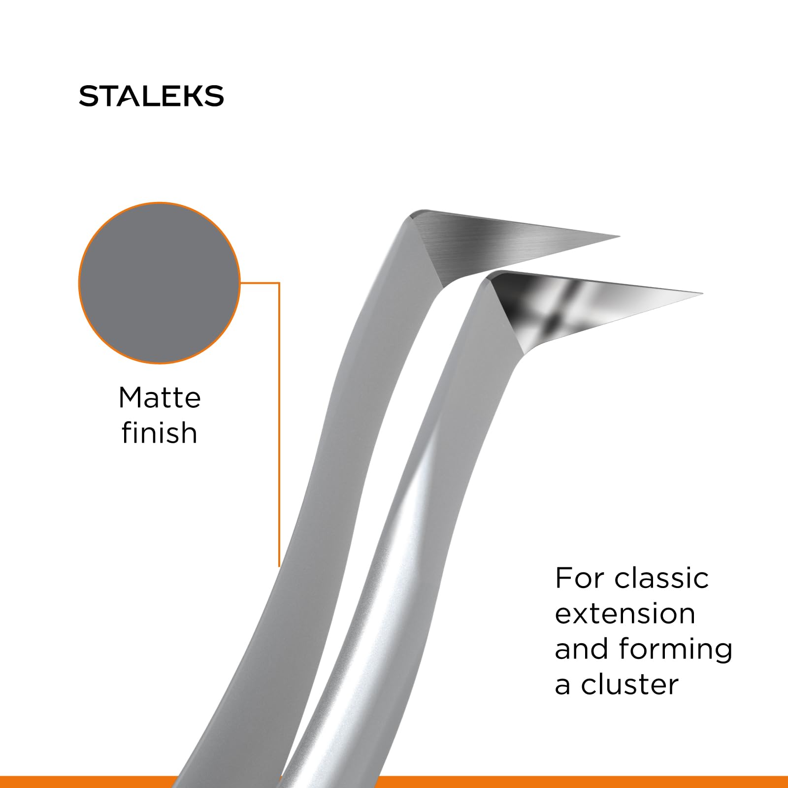 STALEKS PRO Expert 41 Type 6 Professional Eyelash Tweezers (L-Shaped 75°) – Stainless Steel for 2D-8D Volume Lash Extensions & Boot Technique