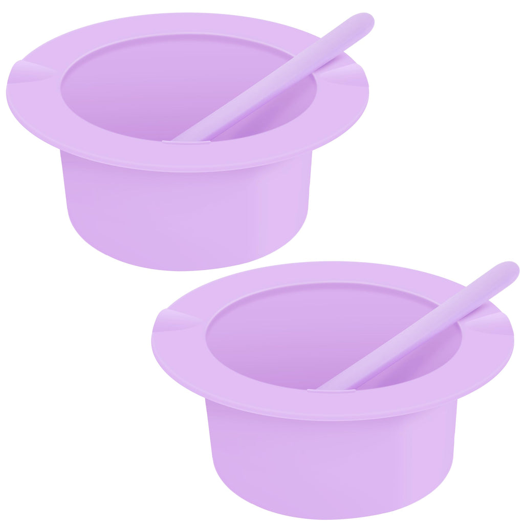 2Pcs Silicone Wax Warmer Liner, Yofuly Purple Wax Pot Insert Liners with Two Spatulas, Reusable 17 oz Silicone Wax Bowl Kit for Women Hair Removal, Esthetician Waxing Supplies Accessories