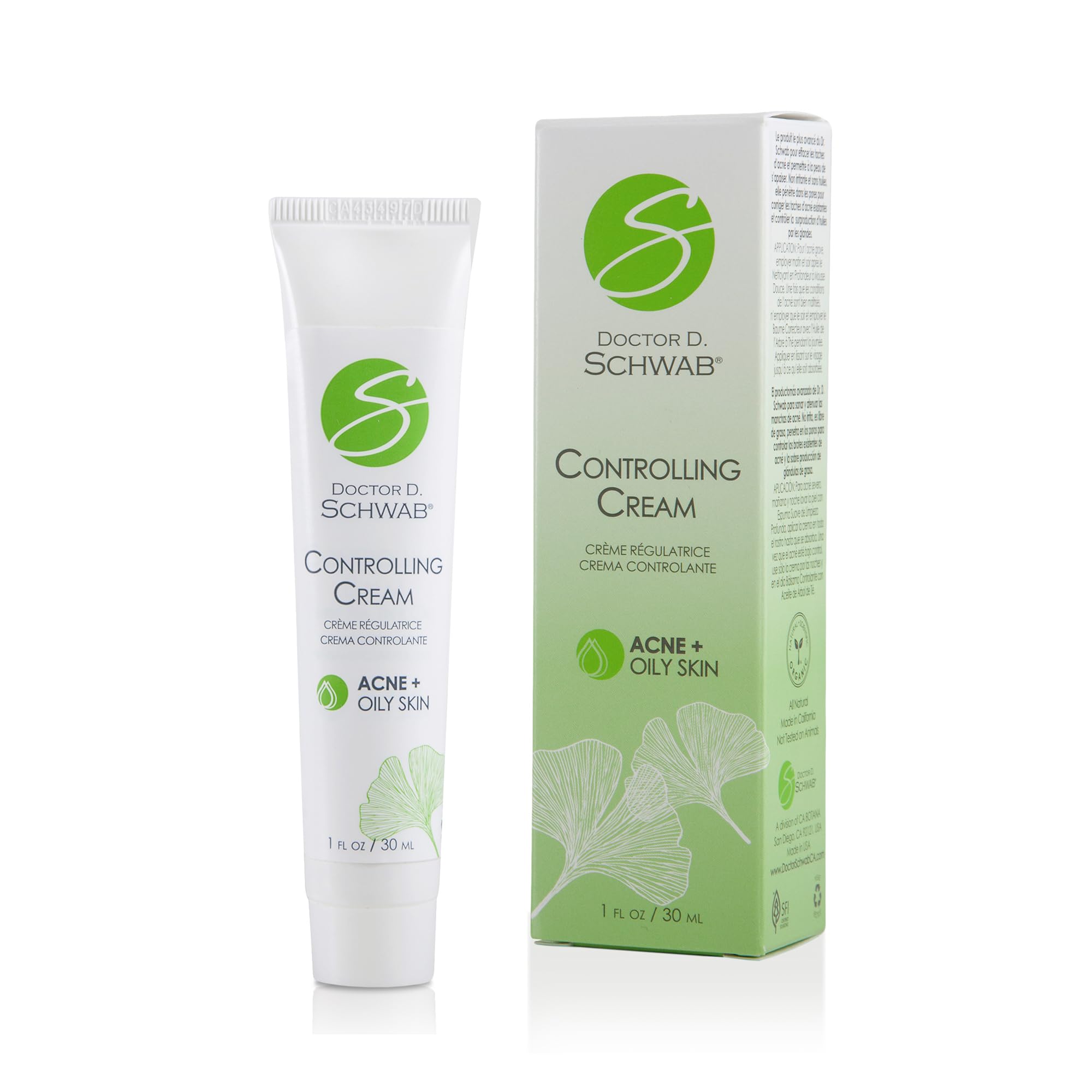 Doctor D. Schwab Controlling Cream – 1.04 oz (30 ml) – Oil-Free Daily Moisturizer with Peptides & Botanicals for Oily and Blemish-Prone Skin