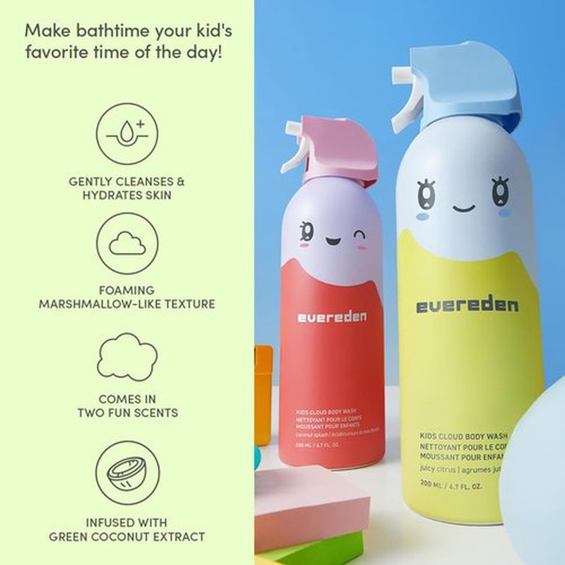 Evereden Kids Shower Essentials Set - 2-in-1 Gentle Shampoo & Conditioner + Cloud Body Wash | Vegan Skin Care for Toddlers