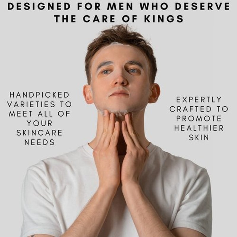 Kings Care Mens Face Mask Skin Care Kit (6 Pack) - Turmeric Anti-Acne, Aloe Vera Soothing & 2% BHA Salicylic Acid Sheet Mask - Skin Care for Men Face Masks for Hydrating, Brightening & Refining Pores