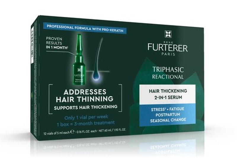 Rene Furterer Triphasic Concentrated Serum | Drug-Free Solution for Thinning Hair - 12 ct., 3-Month Supply