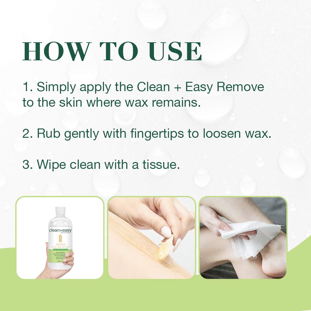 Clean + Easy After Wax Remover – After Wax Care Oil with Wheat Germ, Post Waxing Cleanser for Skin & Wax Residue, 16 oz