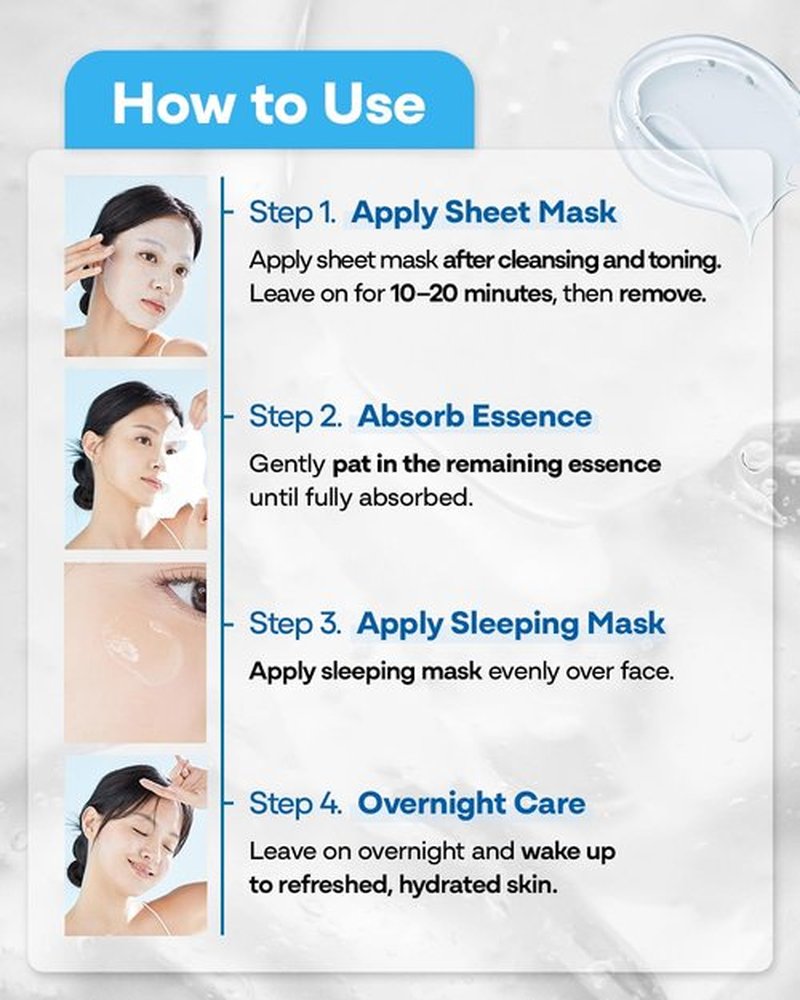 Bano Derma Expert 2 Step Moisturizing Face Mask – 2 in 1 Hydrating Sheet & Sleeping Mask with Hyaluronic Acid, Ceramide & Niacinamide | Supports Skin Barrier & Glow | Korean Skincare | 7 Sheets