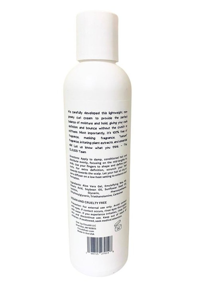 CLOUDD Curl Defining Gel Cream - Fragrance-Free & Essential Oil-Free | 8 Oz Unscented