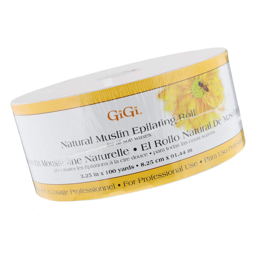 Gigi Epilating Muslin Roll – Wax Strips for Hair Removal, Natural Muslin Wax Roll for Face & Body, 3.25-inch X 100 Yards