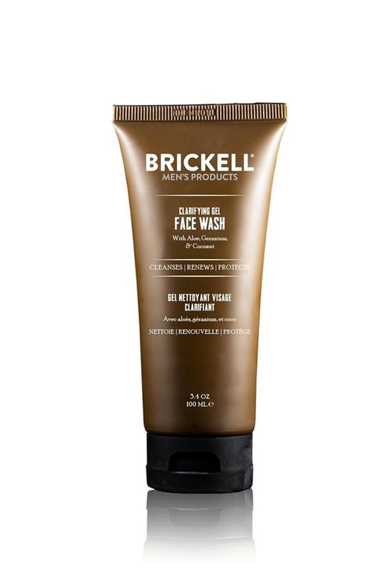 Brickell Men's Clarifying Gel Face Wash - Natural Foaming Cleanser With Geranium & Aloe | 3.4 Ounce