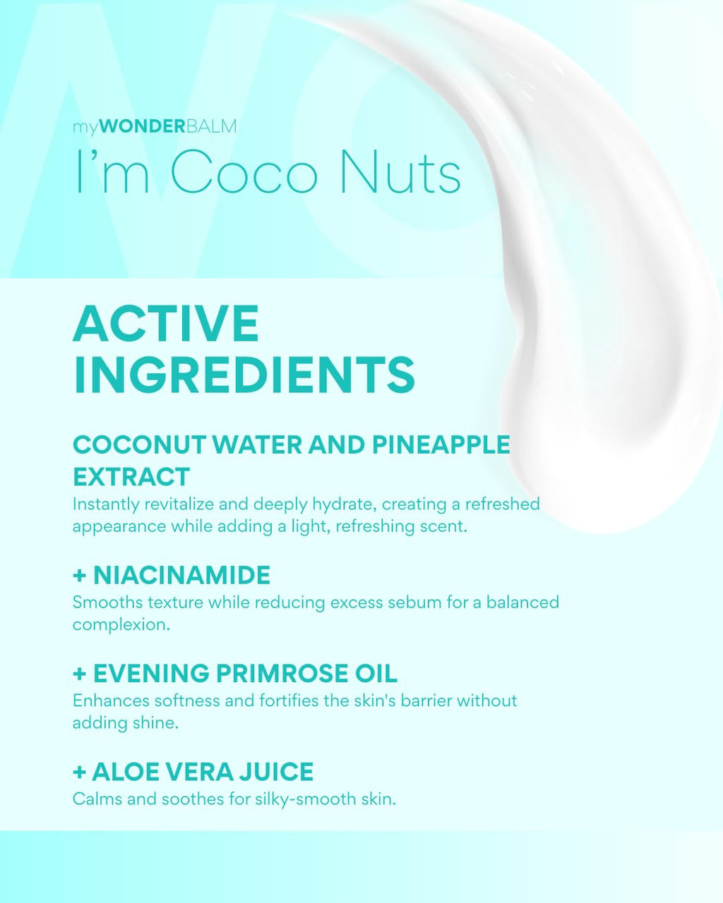 MIYA Cosmetics Coconut Water Moisturizing Face Cream – Hydrating Vegan Daily Moisturizer for Dry Skin – myWONDERBALM I'm Coco Nuts – 2.5 oz