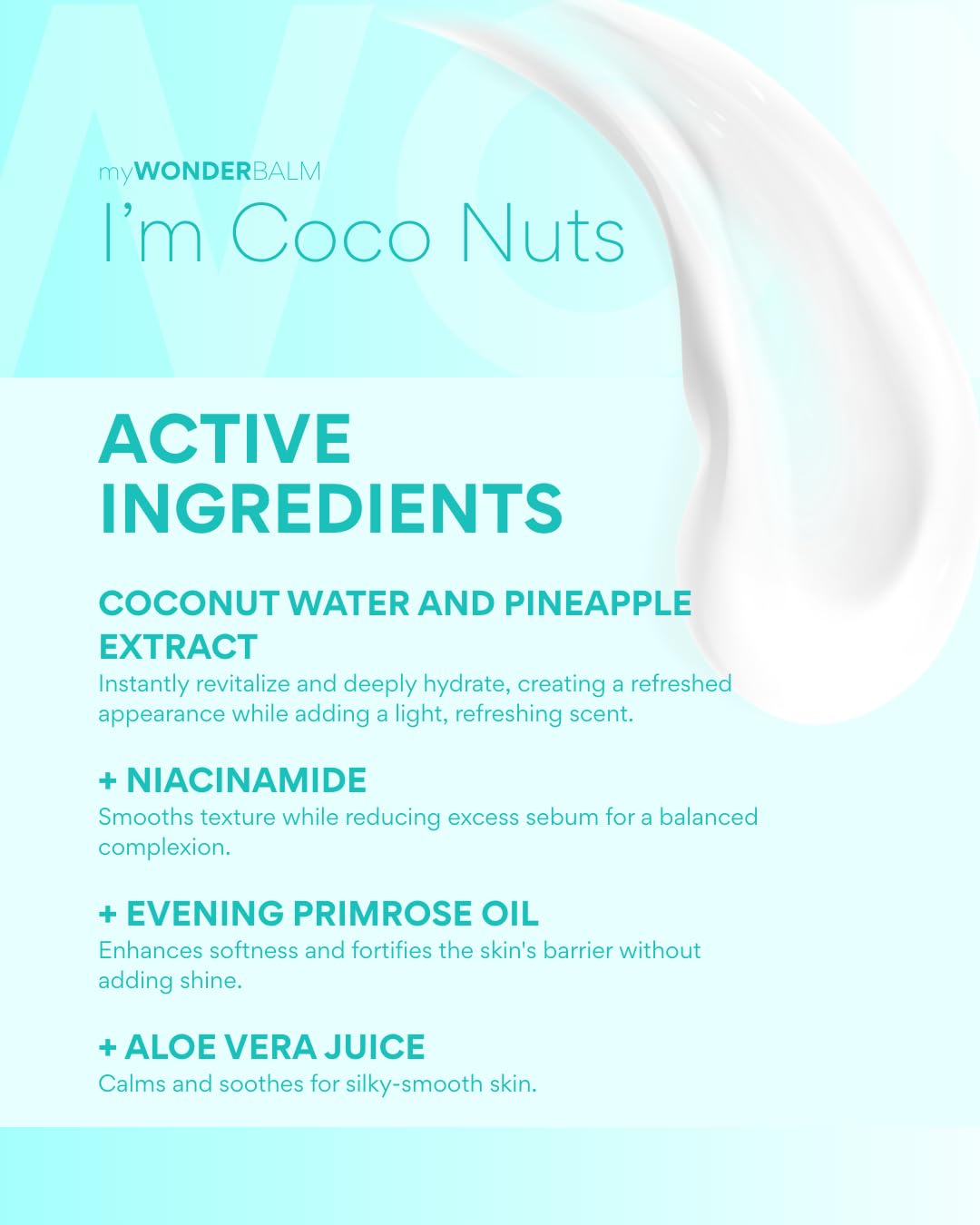 MIYA Cosmetics Coconut Water Moisturizing Face Cream – Hydrating Vegan Daily Moisturizer for Dry Skin – myWONDERBALM I'm Coco Nuts – 2.5 oz