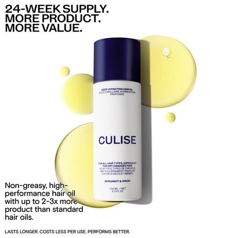 CULISE Korean Deep Hydrating Hair Oil for Frizzy Dry Damaged - Instantly Controls Frizz, Adds Shine, Softens Split Ends - Lightweight Nourishing Oil, Moisturizing Heat Protectant - 24-Week Supply