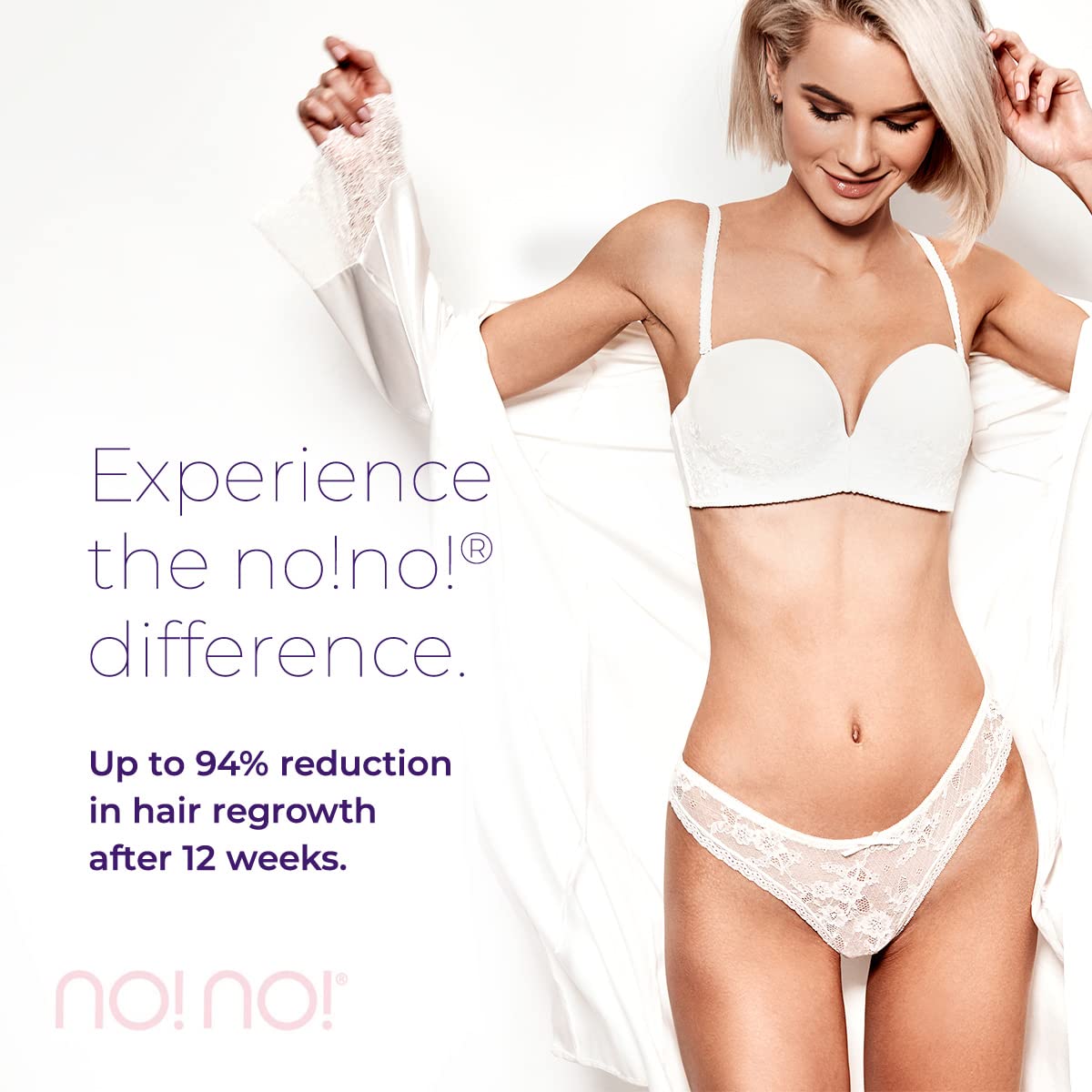no!no! Pro Hair Removal Device - Treats All Skin Colors and Hair Types - Hair Removal for Women and Men - Hair Remover for Face & Body Hair - Pink