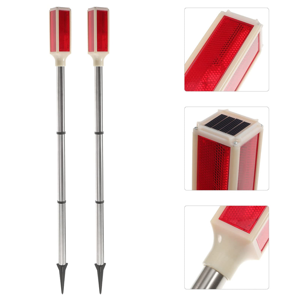 Uonlytech 2Pcs Solar Warning Landscape Lighting Solar Driveway Markers Driveway Markers Light Strobe