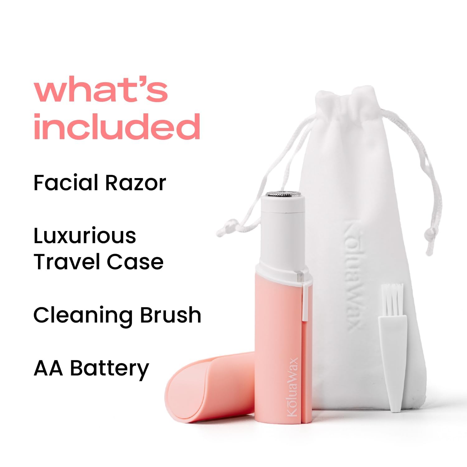 KoluaWax Face Razor for Women - Shaver for Peach Fuzz, Eyebrow, Upper Lip & More - Gentle, Nick-Free Facial Hair Removal - Stainless Steel Blades, Built in Light, & Travel Ready Tool