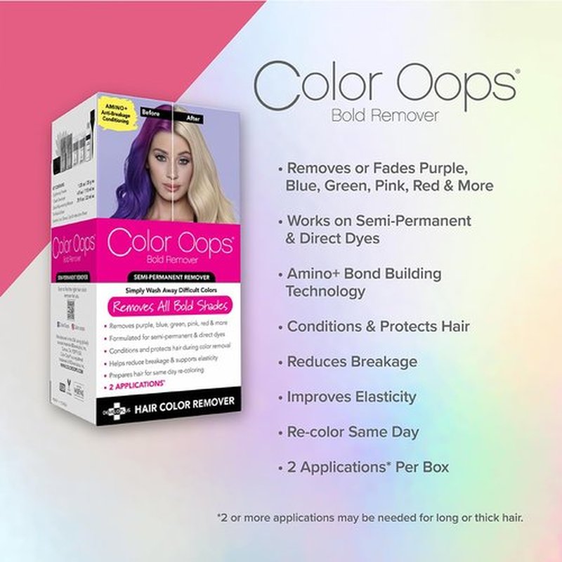 Color Oops Bold Hair Dye Remover - Safely Removes Direct & Semi-Permanent Color | 2 Applications, Vegan & Cruelty-Free