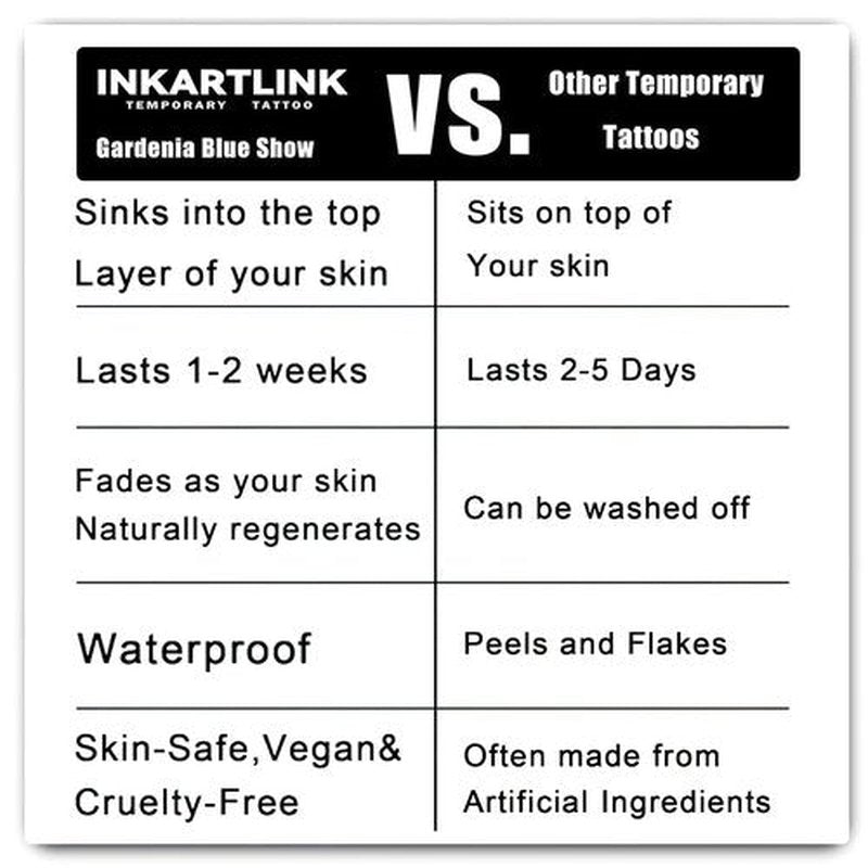 INKARTLINK Tattoo Tech, 2 Sheets Extra-Large Semi Permanent Tattoo, Adult Art Design Temporary Tattoos, Lasts 1-2 Weeks, Waterproof, Realistic Look, No Adhesive, No Reflection (Flower Design)
