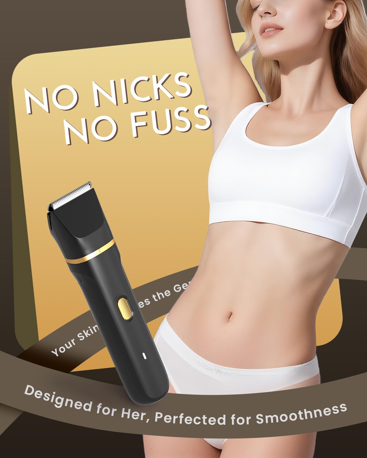 Bikini Trimmer for Women - 5 in 1 Electric Razors for Ladys Pubic Facial Nose Body Leg Hair Removal, Waterproof Electric Shaver for Women Private Area Sensitive Skin, Personal Hair Trimmer-Black