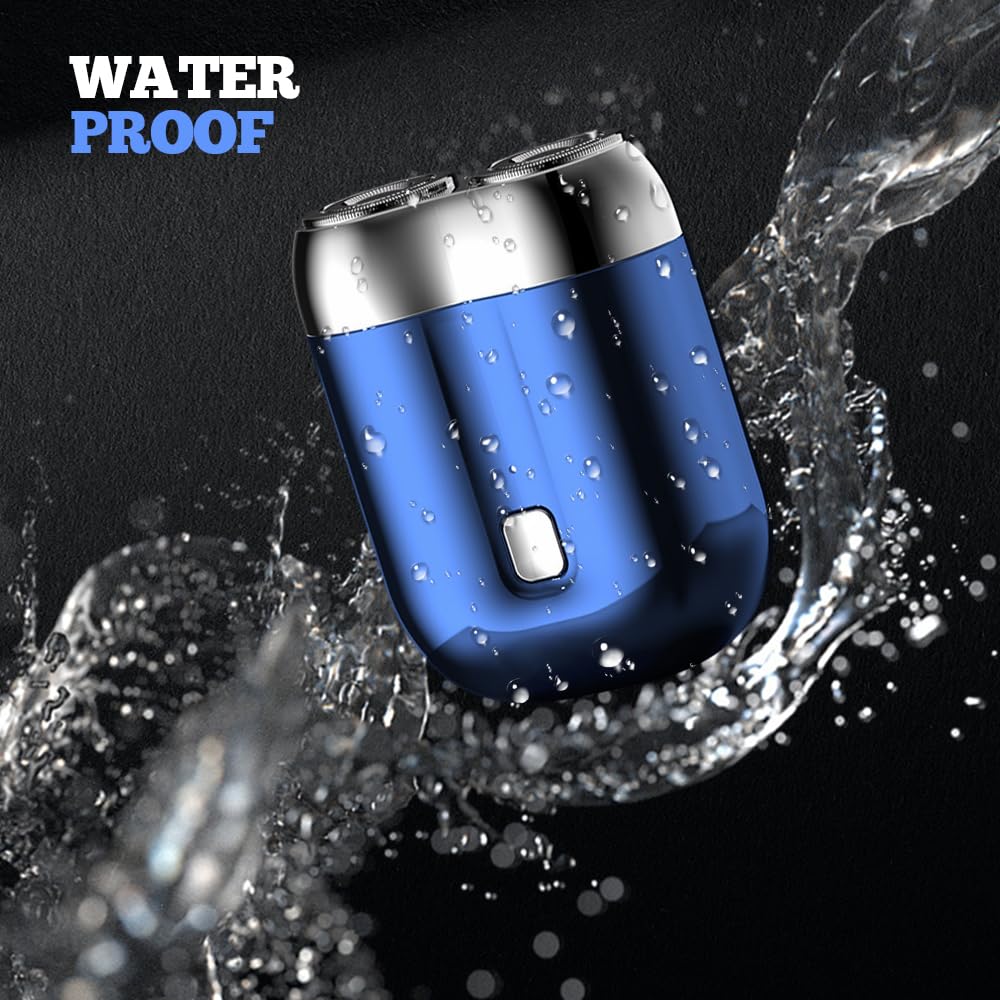 2026 New Upgrade Pocket Shaver USB Mini Shavers for Men, Rechargeable Electric Mini Portable Razor, Washable Double Head Razor, Waterproof Compact Electric Shaver for Home, Car, Travel (Blue)