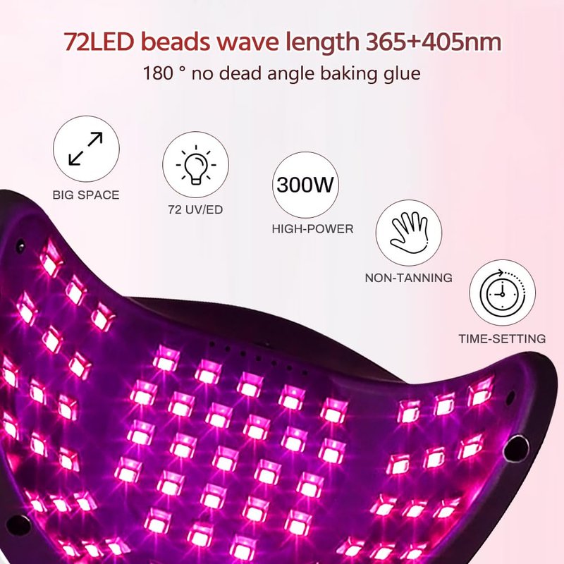 Upgraded red Light Treatment Gel Nail Light 72 LED Nail Light, 4 Timer Settings, one Button Start and Breathing Light Design, Hand and Foot use, Suitable for Fast Curing Anti Blackhand, Large LCD
