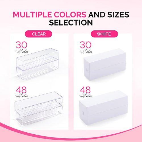 MelodySusie Nail Drill Bits Holder, 30 Holes Case, Portable Dustproof Displayer Organizer Container, Nail Tech Professional Nail Art Tool, Travel Salon Home, Clear (Drill Bits Not Included)