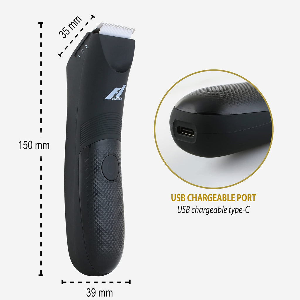 Fhuesion® Manscape Trimmer for Men -IPX7 Waterproof Ball Trimmer w/Light & Ceramic Blade, Body Groomer for Pubic/Body/Groin Grooming, Electric Razor Shavers USB-C Charging, No Nicks, Gifts for Him