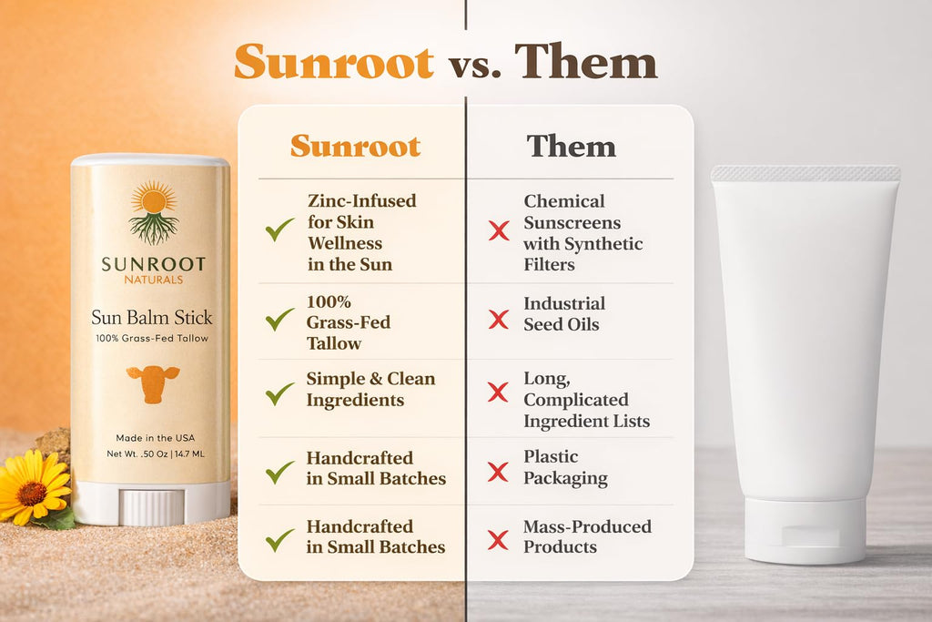 Sunroot Naturals 15% Zinc Sun Stick, .5 oz | Mineral Sun Stick Face & Body Balm | Non-Nano Zinc Oxide Formula | Travel Size Great for Outdoor Use | Reef Friendly, Made in USA