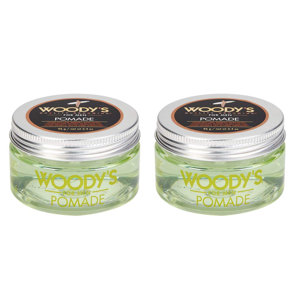 Woody's Pomade for Men - Strong Hold Water-Based Hair Styling Cream for Classic Looks | 3.4 oz, 2 Pack