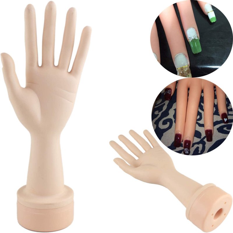 Voloria Practice Flexible Mannequin Hand Nail Display with Soft Fingers and Practice Manicure Nails Hand