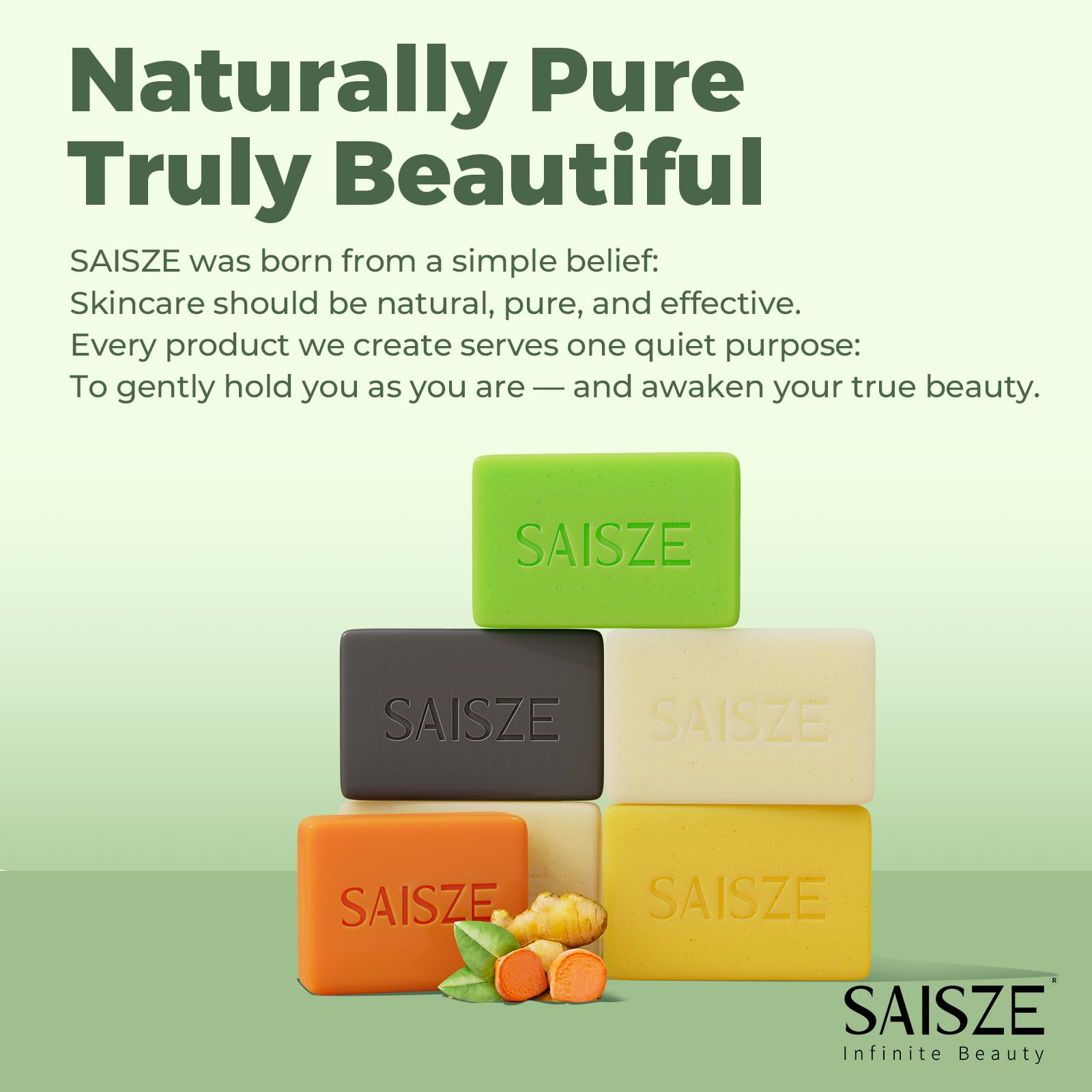 SAISZE Tea Tree Soap, Handmade Soap Bar for Face and Body, Cold Process, Soothing Hydrating Body Wash for Clear Healthy Skin 8 Ounce