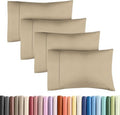 Skiennix Standard Pillow Cases Set of 4 - Soft Hotel Quality Covers - Machine Washable - Heathered Beige