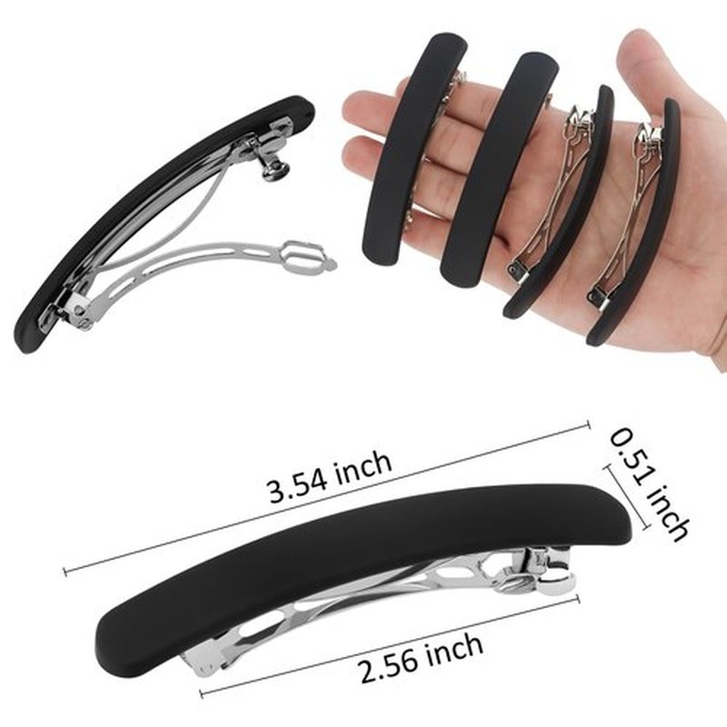 Atoden Hair Clip, Black Matte Barrettes for Women 4Pcs, Flat Hair Clips for Thin Fine Hair, Hair Pins for Short Medium Hair, Cute Hair Accessories for Women Girls