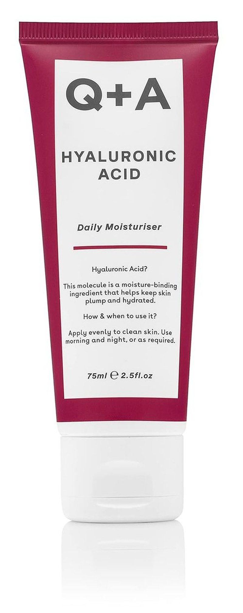 Q+A Hyaluronic Acid Daily Moisturizer - Hydrating Face Cream with Polyglutamic Acid | 75ml, Fragrance-Free Skincare for Soft, Even Skin