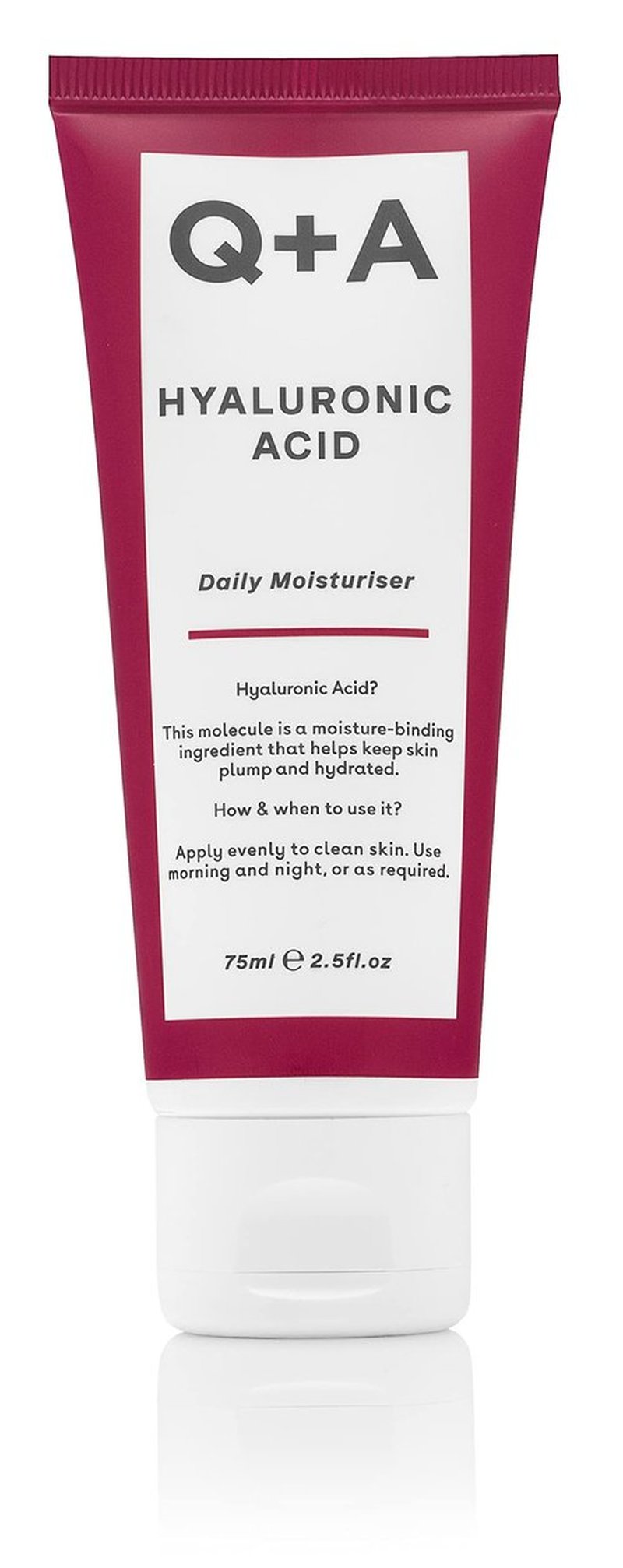 Q+A Hyaluronic Acid Daily Moisturizer (75ml), Hydrating Face Cream with Polyglutamic Acid and Rice Bran Extract, For Soft, Even and Nourished Skin, Fragrance Free Skincare