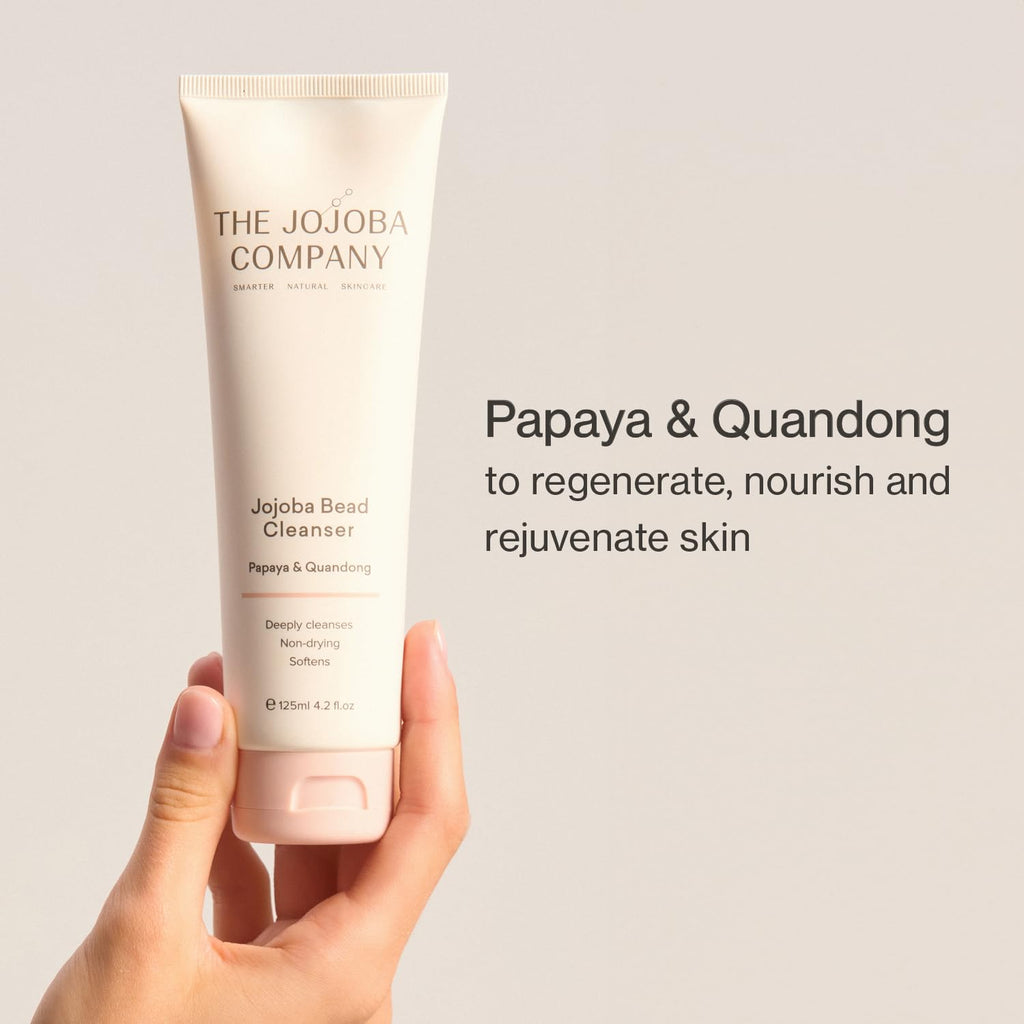 Jojoba The Company Bead Cleanser with Papaya & Quandong – Creamy Exfoliating Face Wash for All Skin Types – Hydrating & Gentle Daily Cleanser Beads for Smooth, Radiant Skin – 125ml