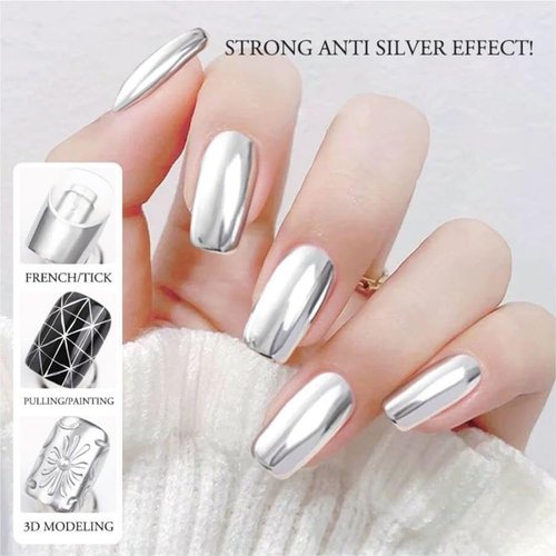 NAILKISS 8ml Sliver Metallic Painting Gel (Sliver + Gold)