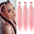 Pre stretched Braiding Hair 26 Inch Pink Braiding Hair Extensions Yaki Braids Hair Hot Water Setting Synthetic Easy Hair Colored Braiding Hair Crochet Hair (26 Inch,3 Packs,Light Pink#)