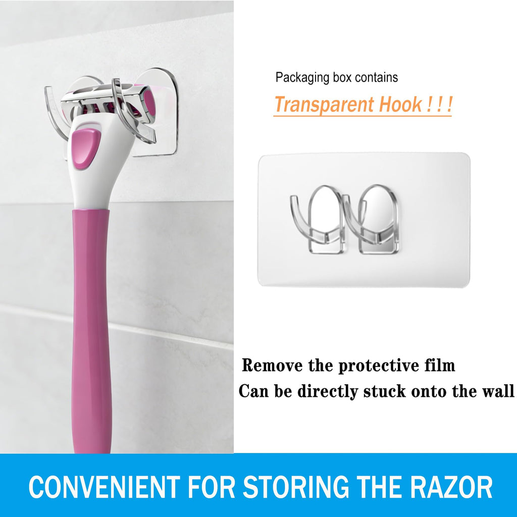 FYNEDGE Women's Safety Razor with 8 Replacement Blade Refills- 4 Blade Razors for Women, 2 Pink Handle Rubber Grip, 45° Pivoting Head, Lubricating Strip & Cleaning Brush for Smooth Shaving