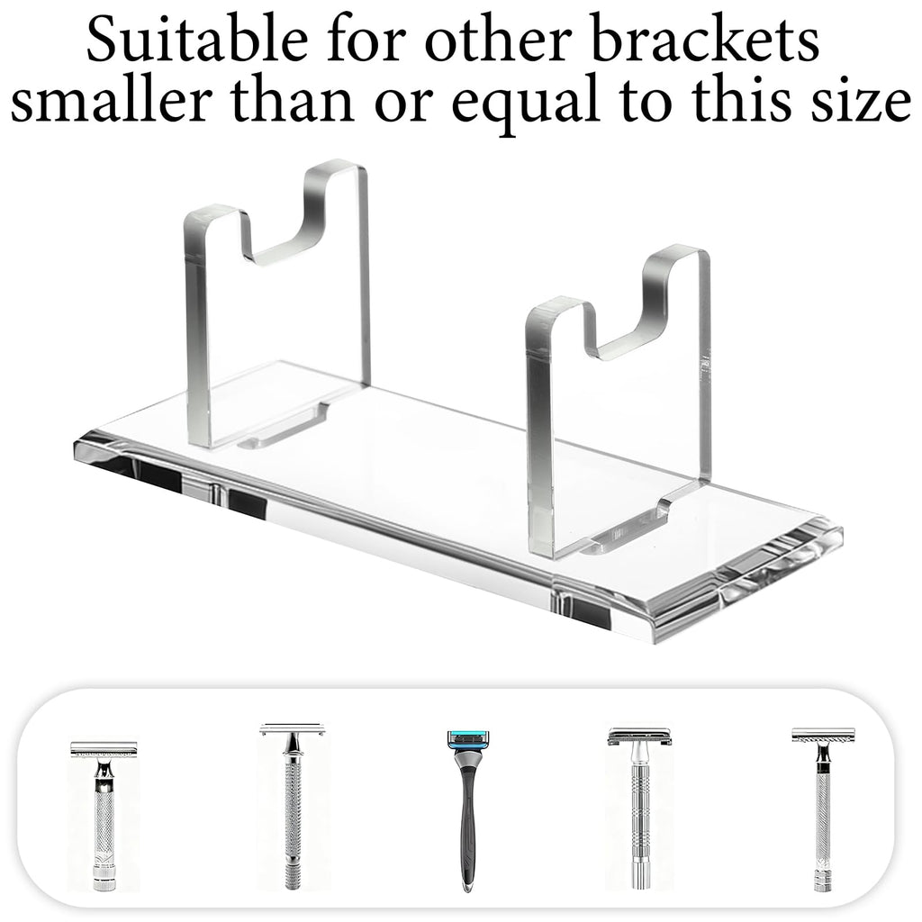 Fiwochic 2 Pcs Acrylic Men's Razor Stand Holder Safety Razor Stand Stable Storage Bracket Shaving Brush Stands Bathroom Compatible with MK23C, Clear