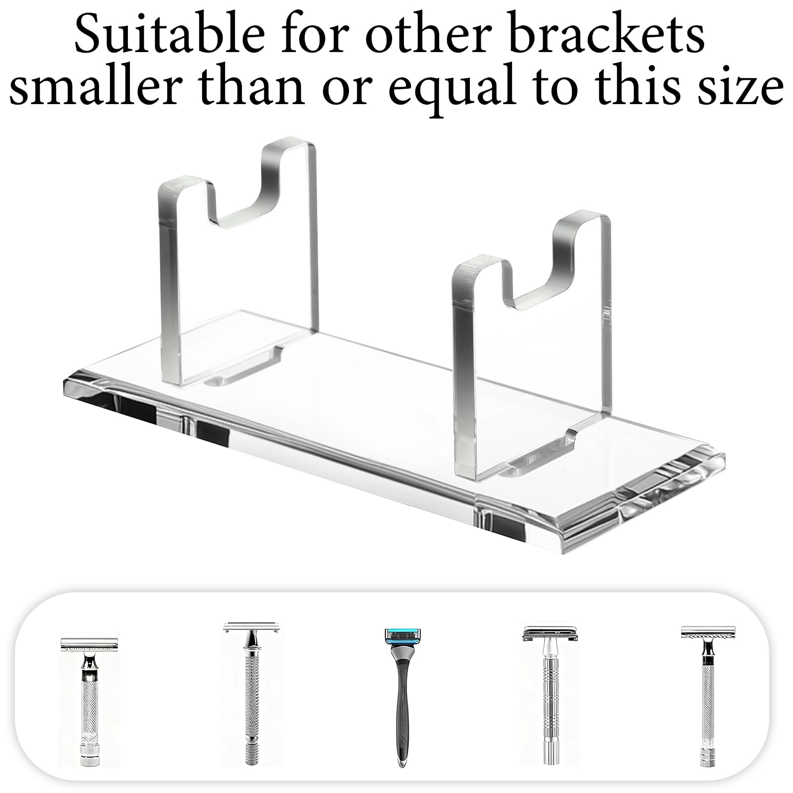 Fiwochic 2 Pcs Acrylic Men's Razor Stand Holder Safety Razor Stand Stable Storage Bracket Shaving Brush Stands Bathroom Compatible with MK23C, Clear